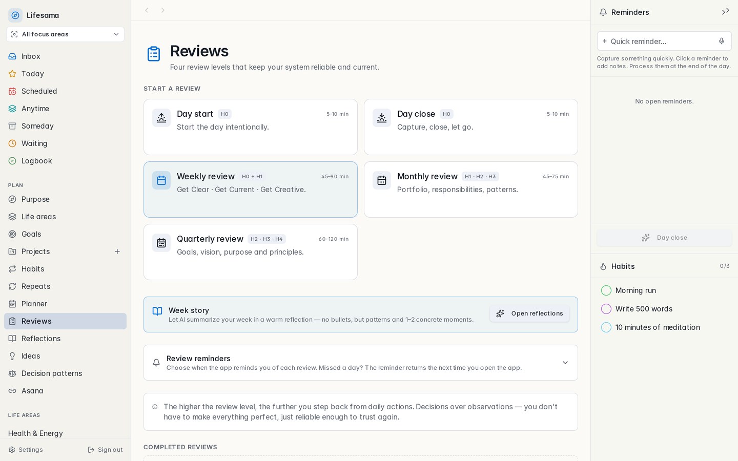 Lifesama — Review levels