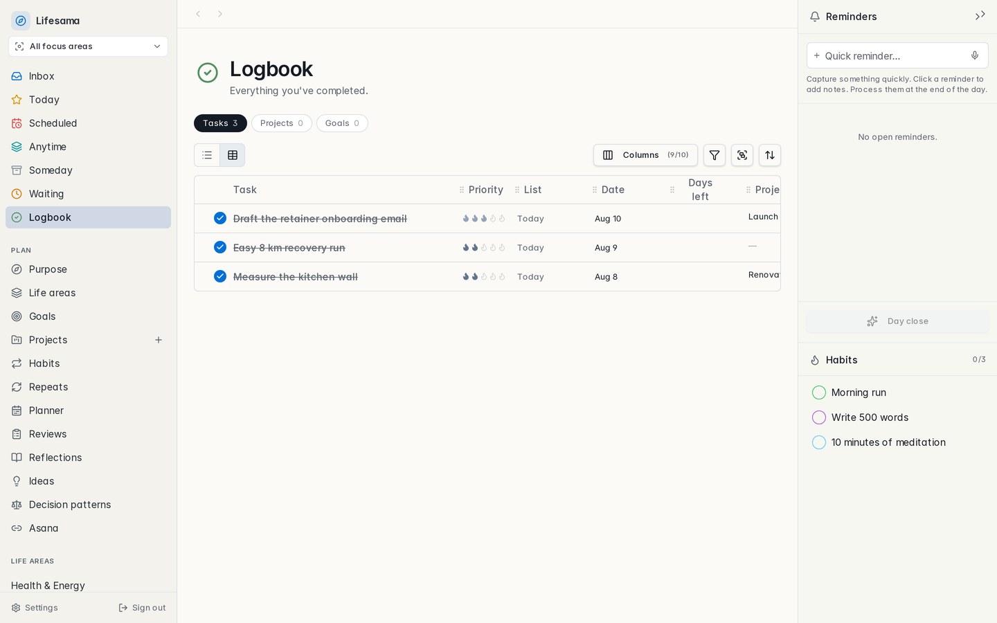 Lifesama — Logbook