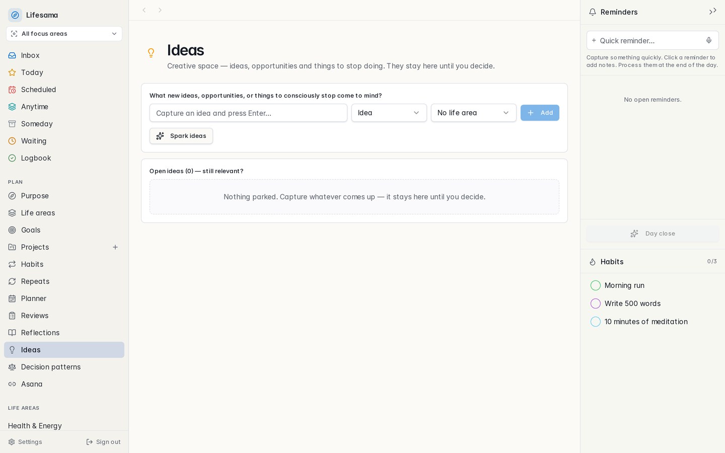 Lifesama — Ideas engine